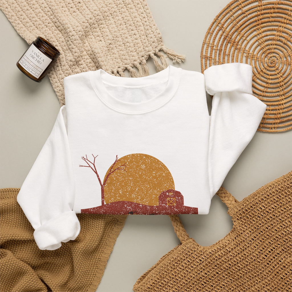 Harvest Moon Over Pennsylvania Barn Crewneck Sweatshirt