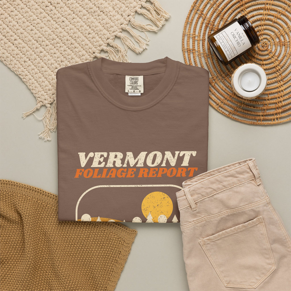 Vermont Foliage Report Retro Landscape T-Shirt