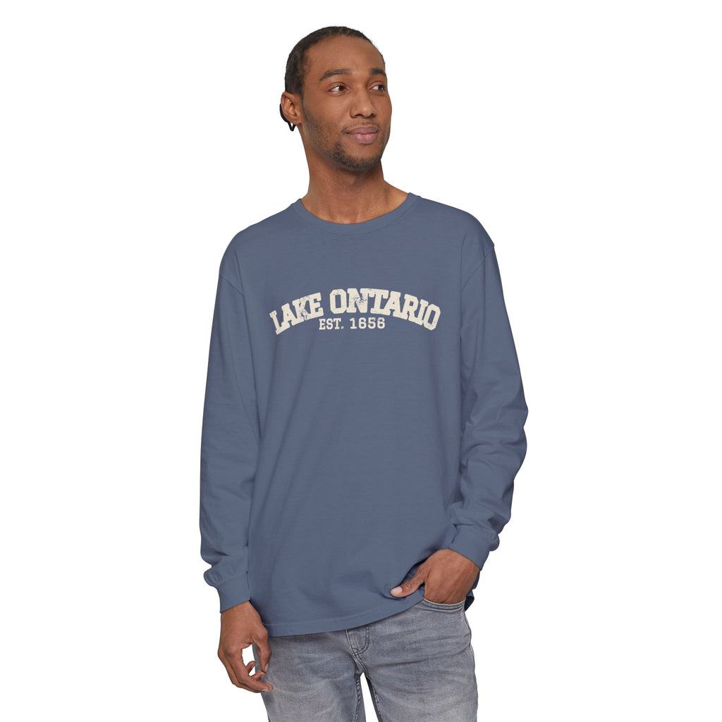 Lake Ontario Est 1656 Retro Varsity Long Sleeve Tee