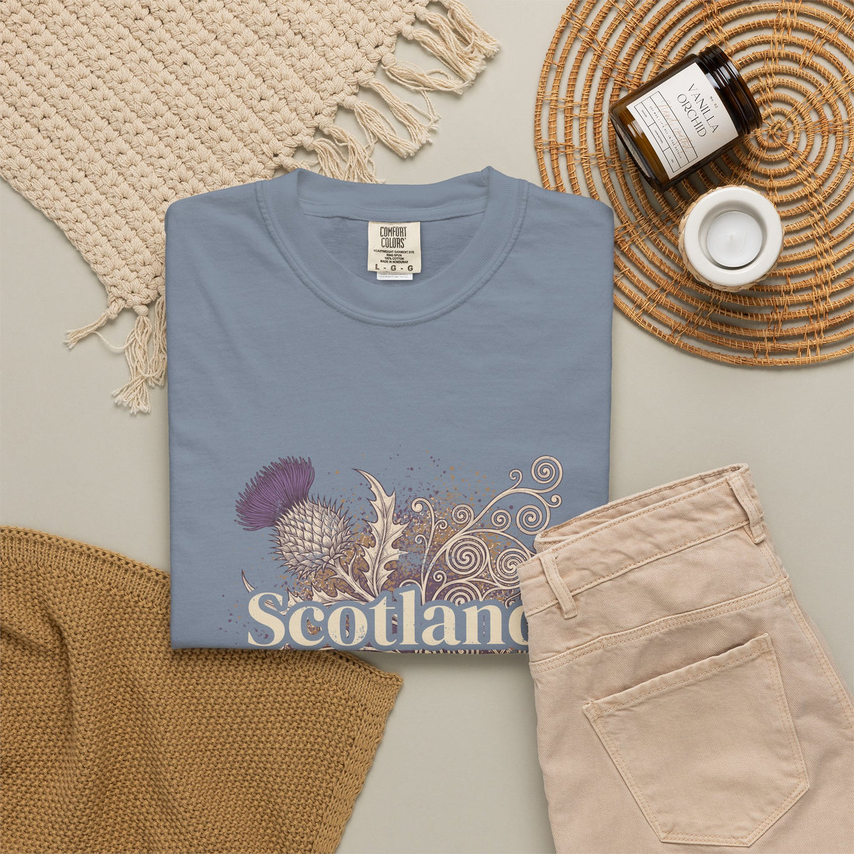 Scotland Thistle Celtic Scroll Paint Splatter T-Shirt