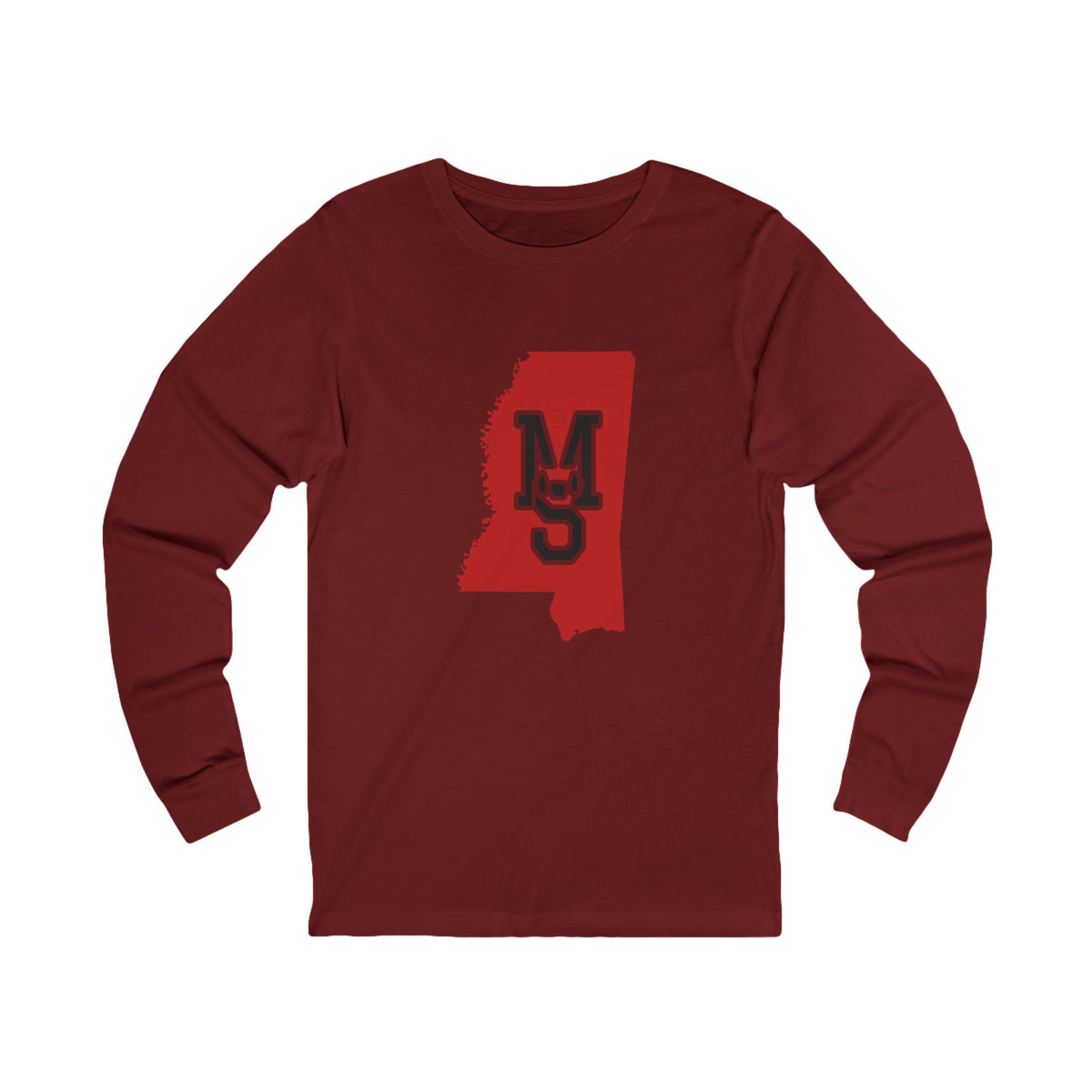 Mississippi Varsity Monogram Map Long Sleeve Tee