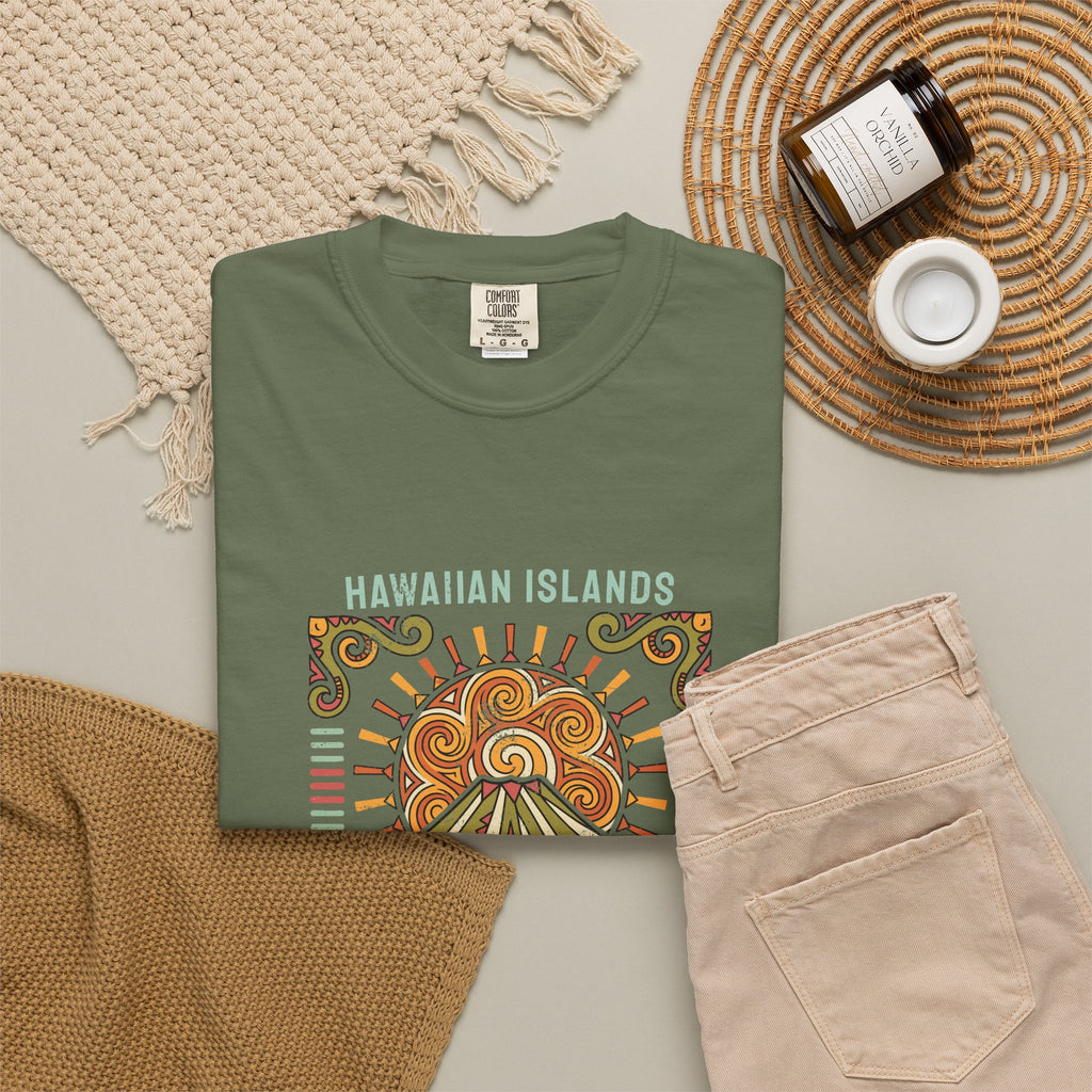 Aloha State Volcano Tattoo Sunrise Wave T-Shirt
