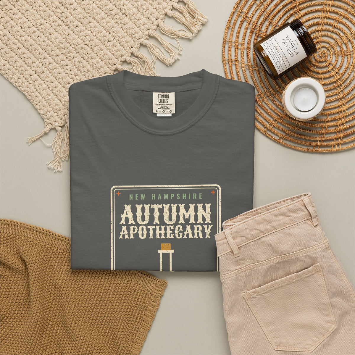 New Hampshire Autumn Apothecary Label T-Shirt