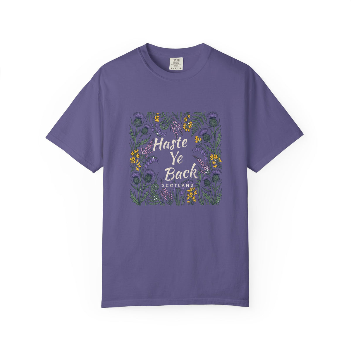Haste Ye Back Scotland Thistle Wildflowers T-Shirt