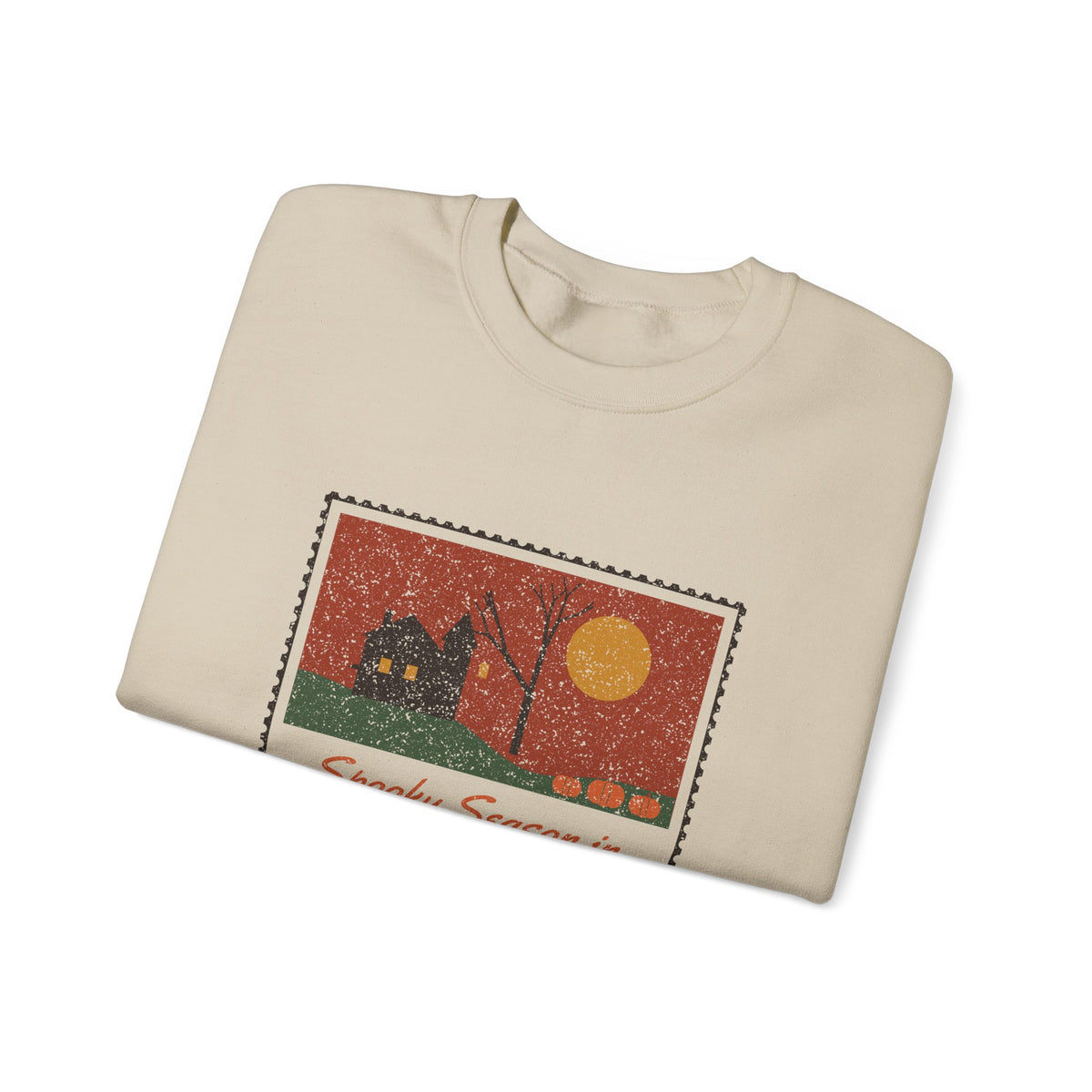 Spooky Season in Massachusetts Haunted Postcard Crewneck Sweatshirt