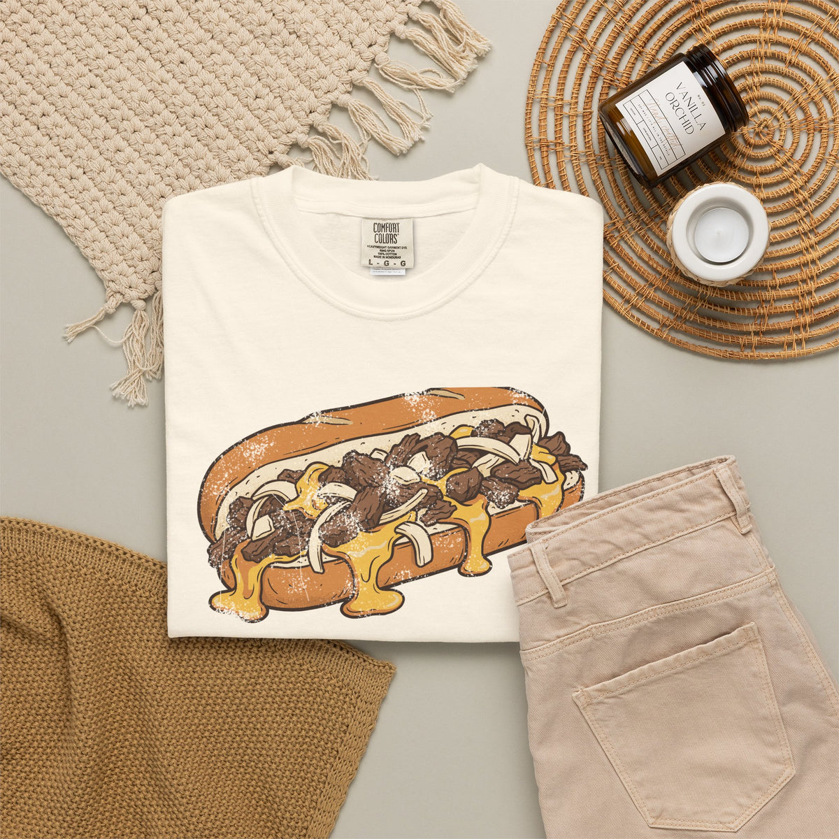 Philly Cheesesteak Retro Food Illustration T-Shirt