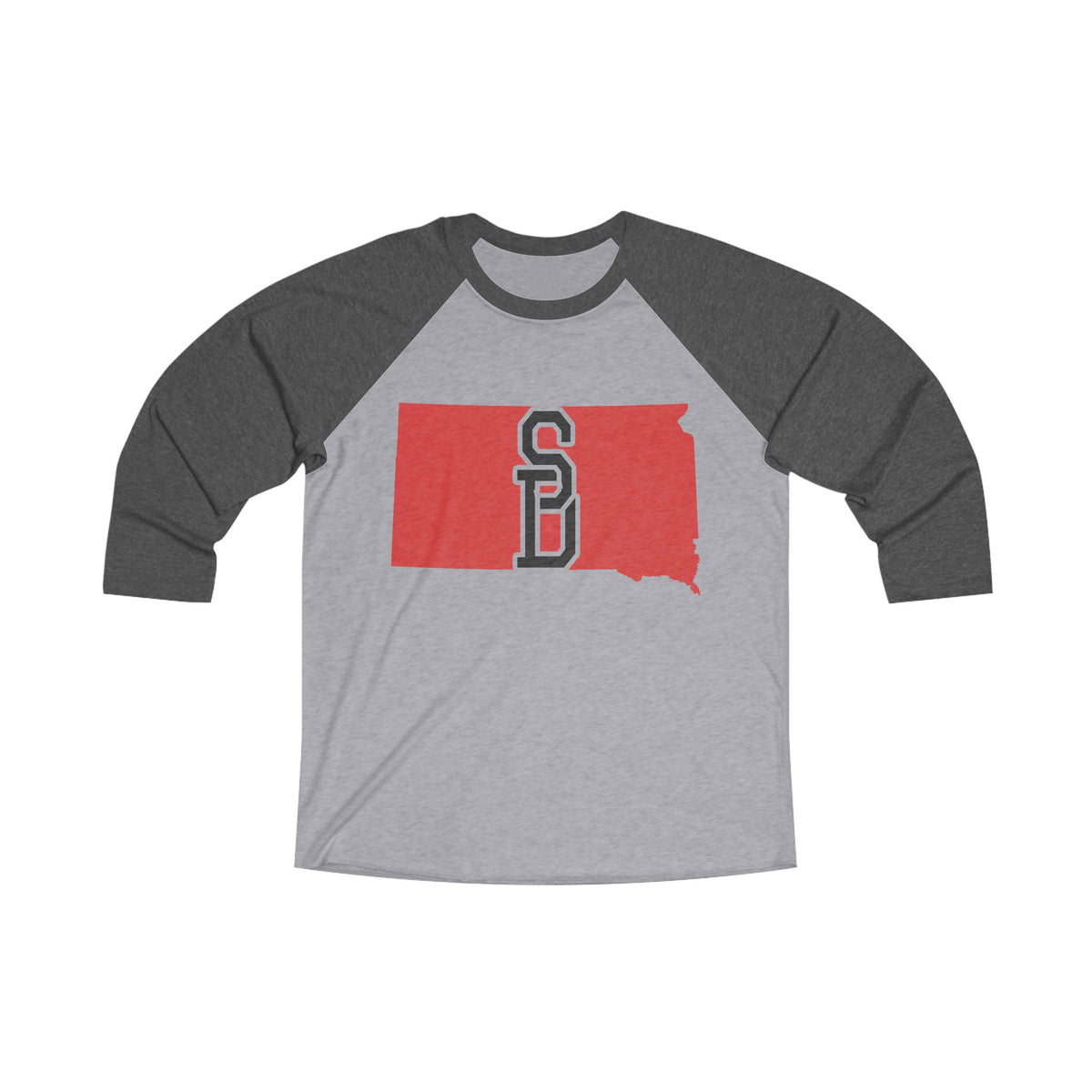 South Dakota Varsity Monogram Map Raglan 3/4 Sleeve Tee