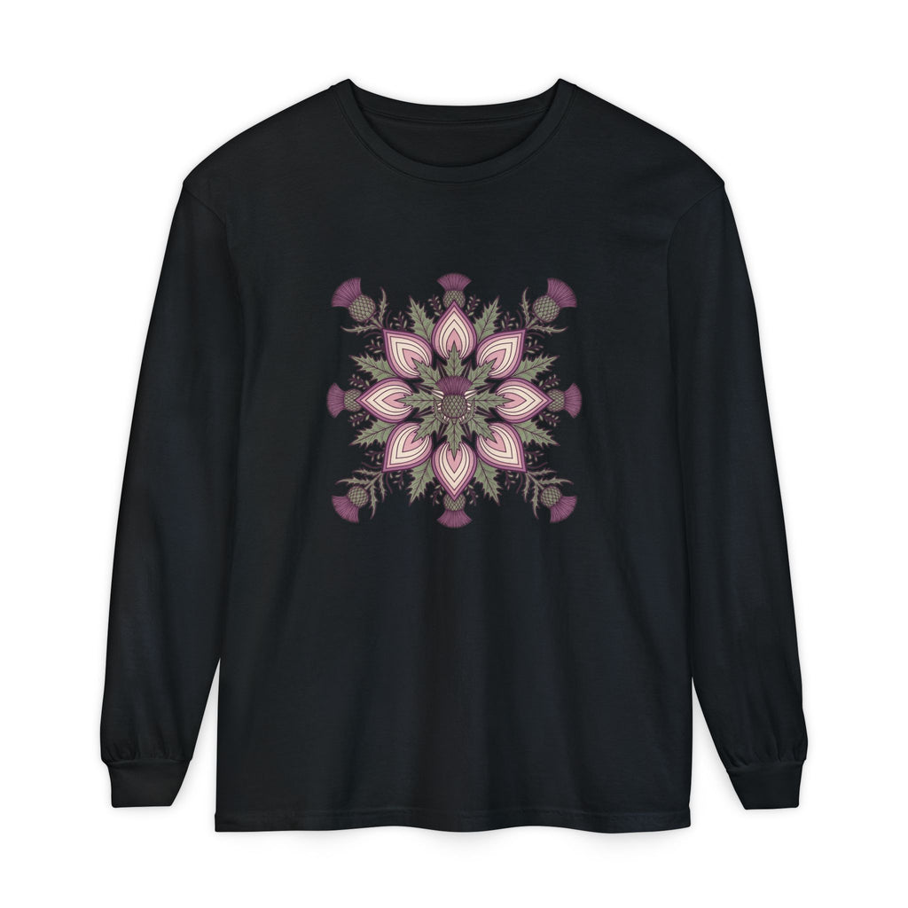 Scottish Thistle Mandala Botanical Long Sleeve Tee