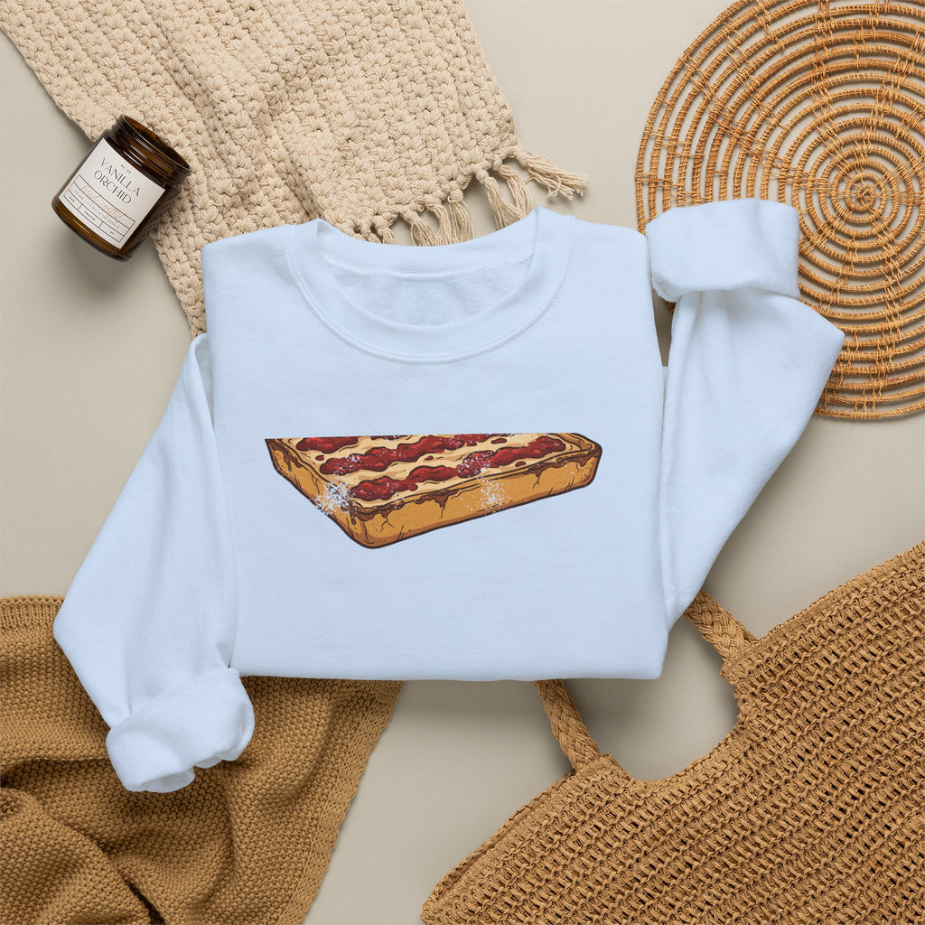 Detroit Style Pizza Retro Food Illustration Crewneck Sweatshirt