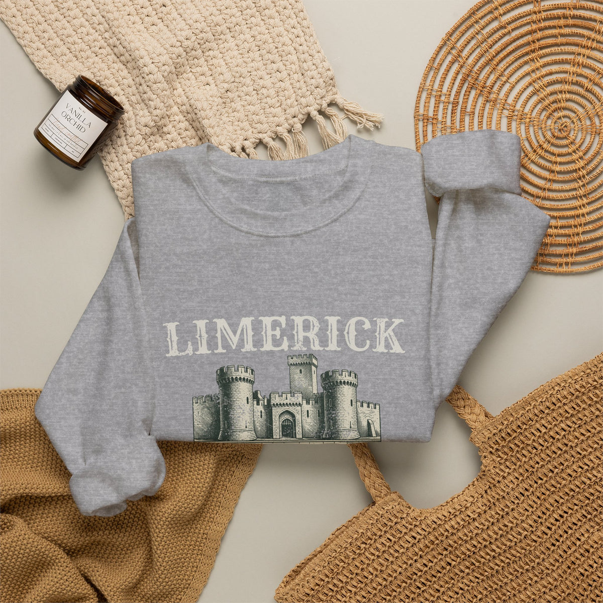 Limerick Ireland Est 812 Vintage Castle Crewneck Sweatshirt