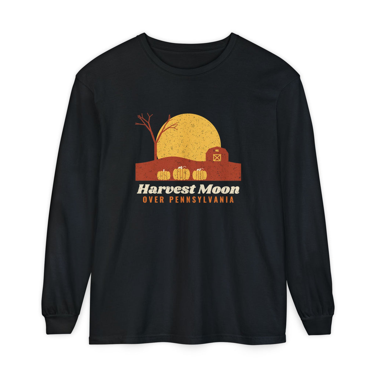 Harvest Moon Over Pennsylvania Barn Long Sleeve Tee