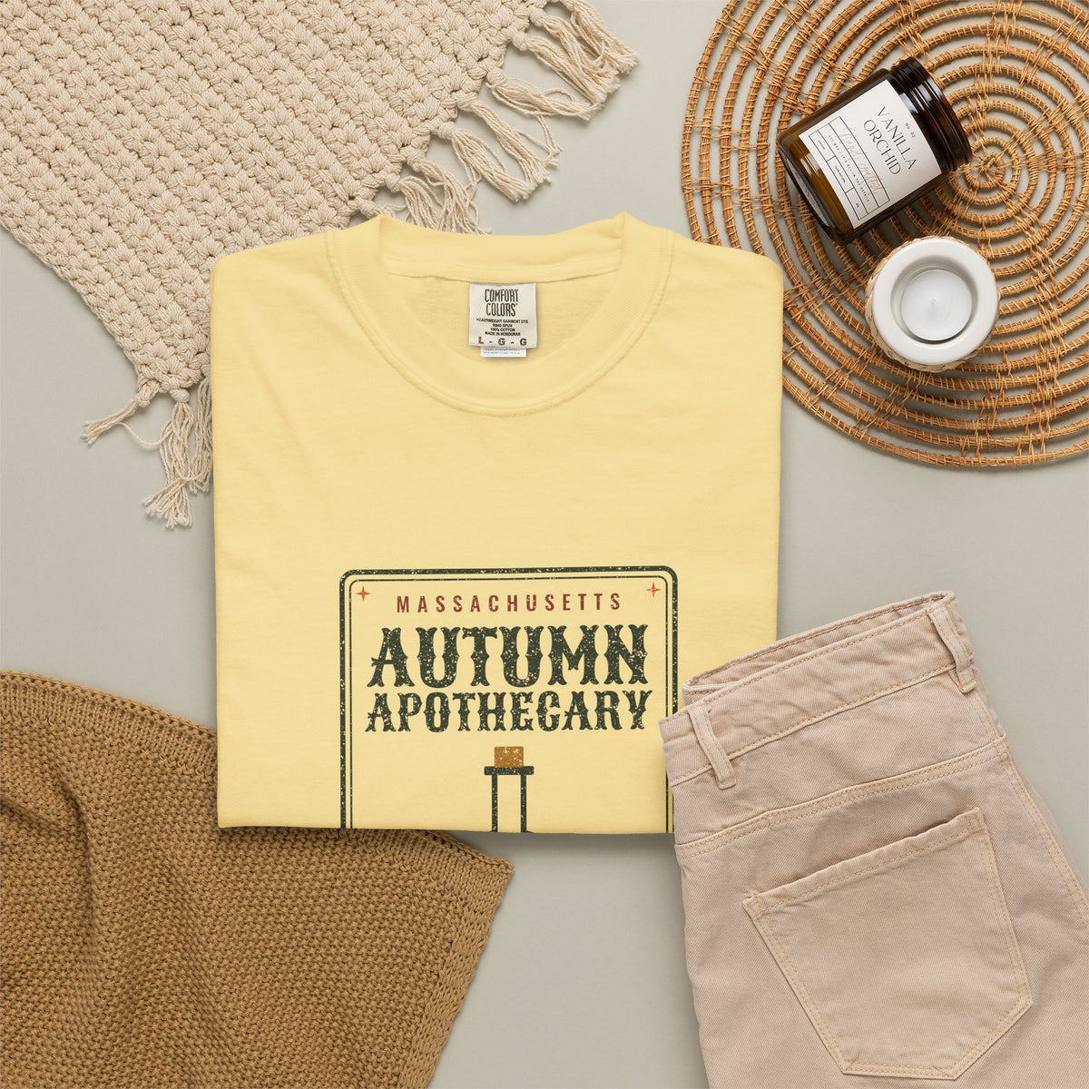 Massachusetts Autumn Apothecary Label T-Shirt