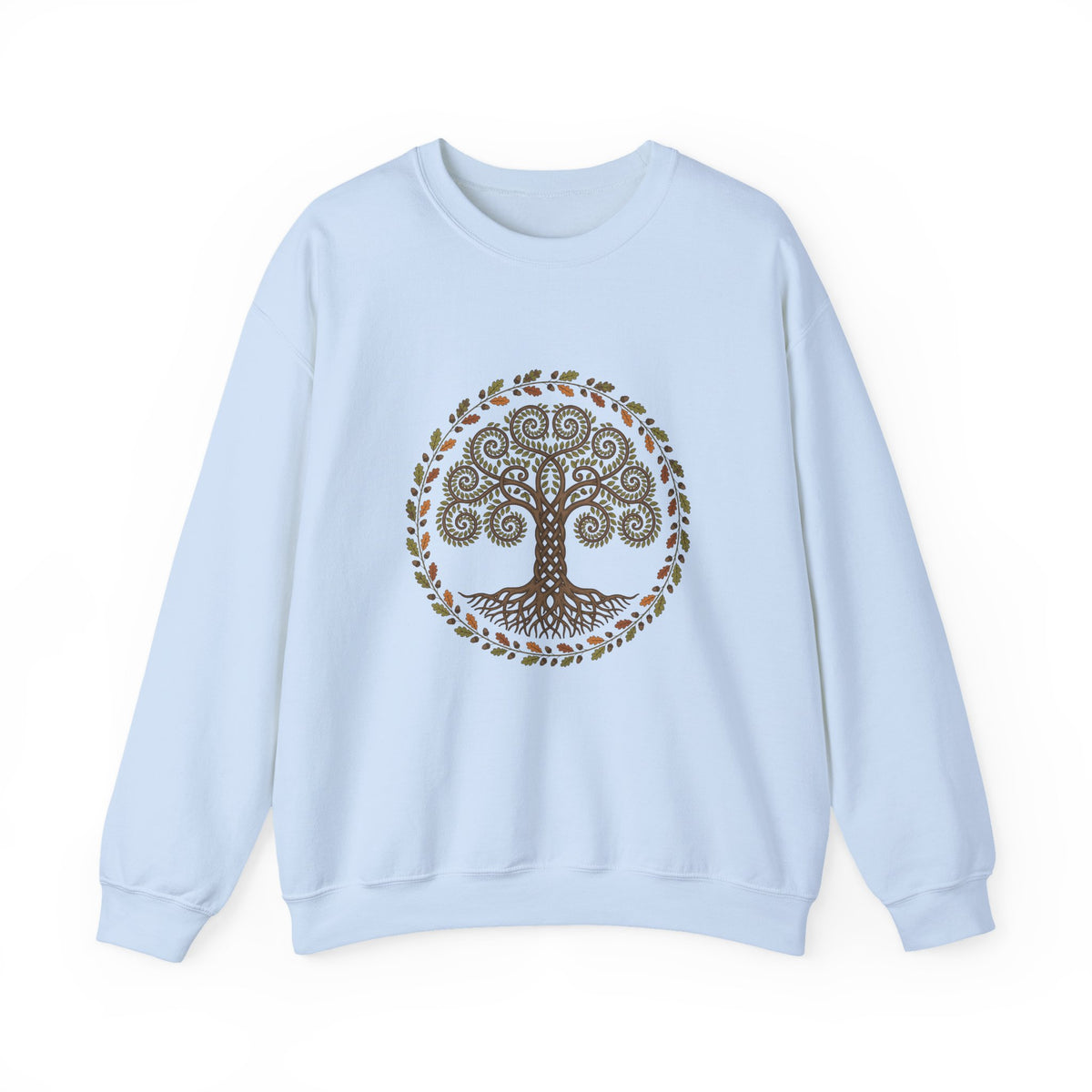 Celtic Tree of Life Autumn Oak Wreath Crewneck Sweatshirt