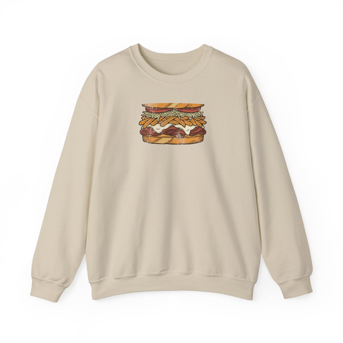 Pittsburgh Fries and Slaw Sandwich Food Illustration Crewneck Sweatshirt