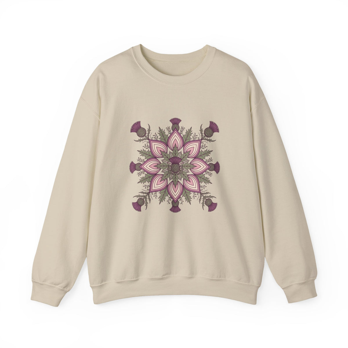 Scottish Thistle Mandala Botanical Crewneck Sweatshirt