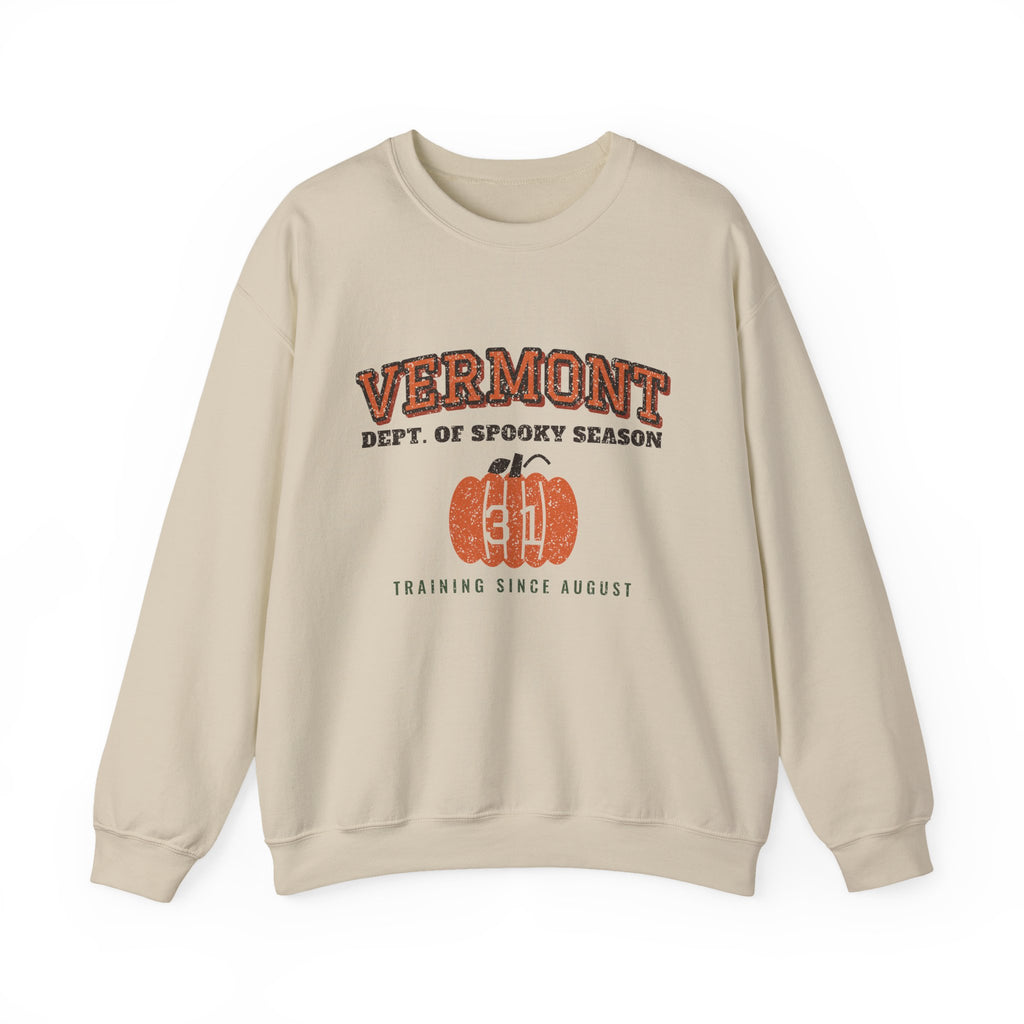 Vermont Dept. of Spooky Season Varsity Crewneck Sweatshirt