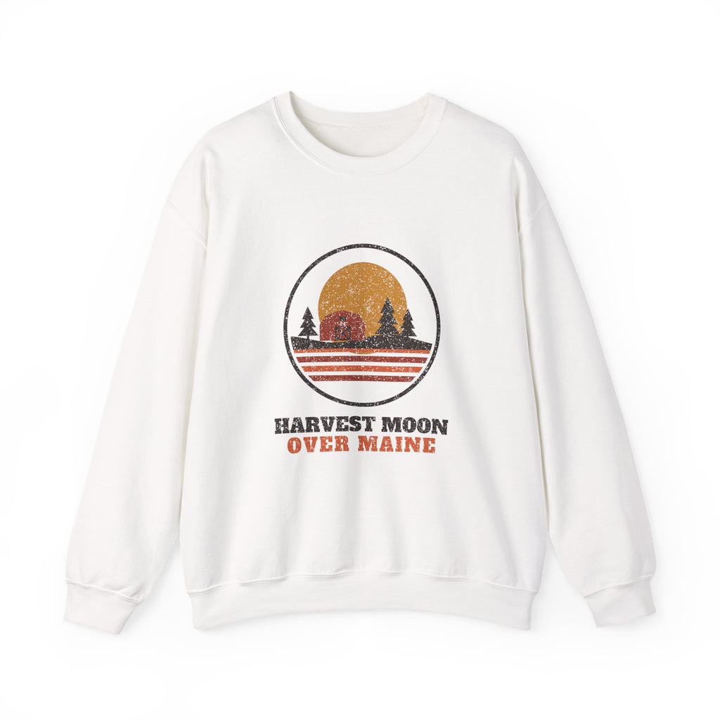 Harvest Moon Over Maine Retro Badge Crewneck Sweatshirt