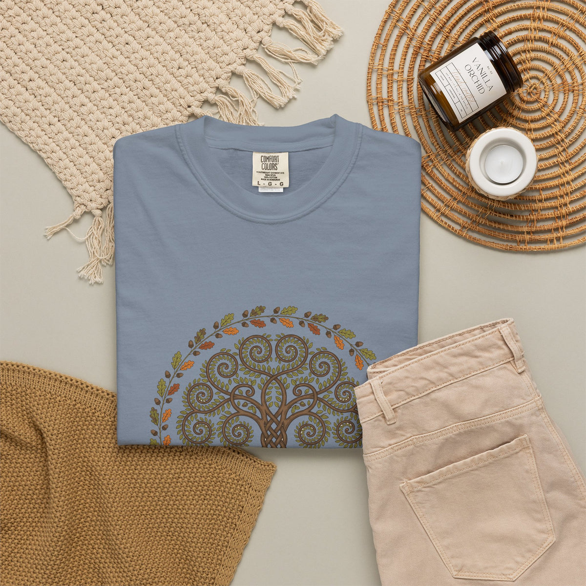 Celtic Tree of Life Autumn Oak Wreath T-Shirt
