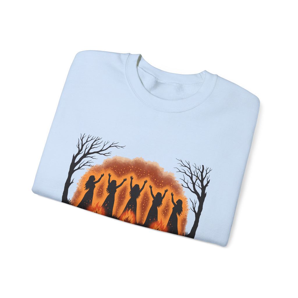 Women Dancing Around Bonfires Night Silhouettes Crewneck Sweatshirt