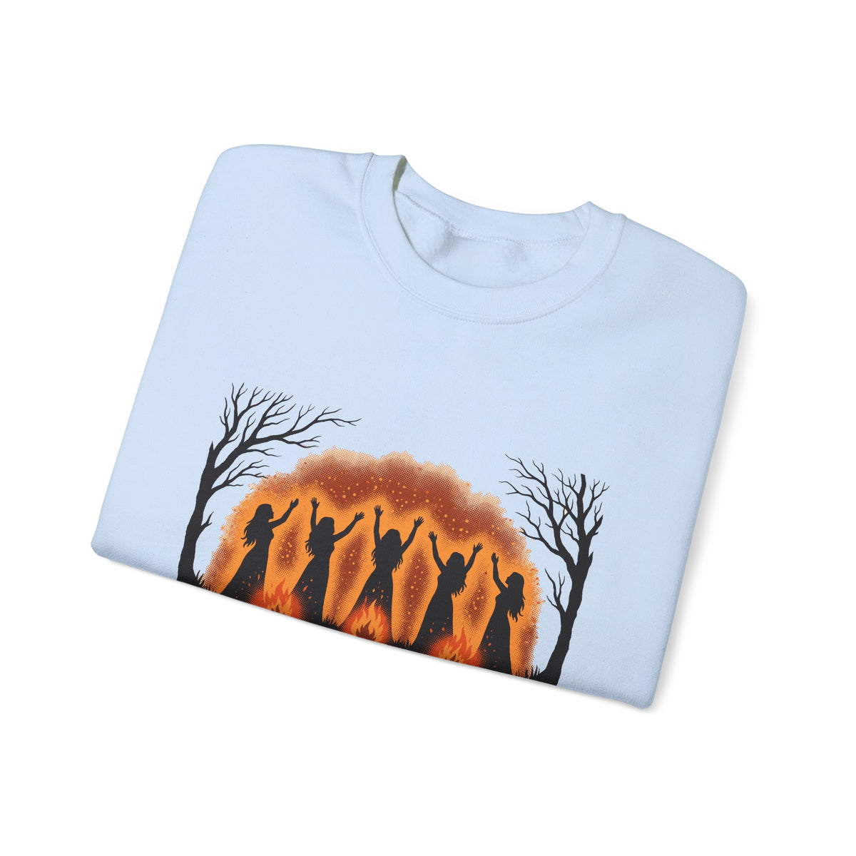 Women Dancing Around Bonfires Night Silhouettes Crewneck Sweatshirt