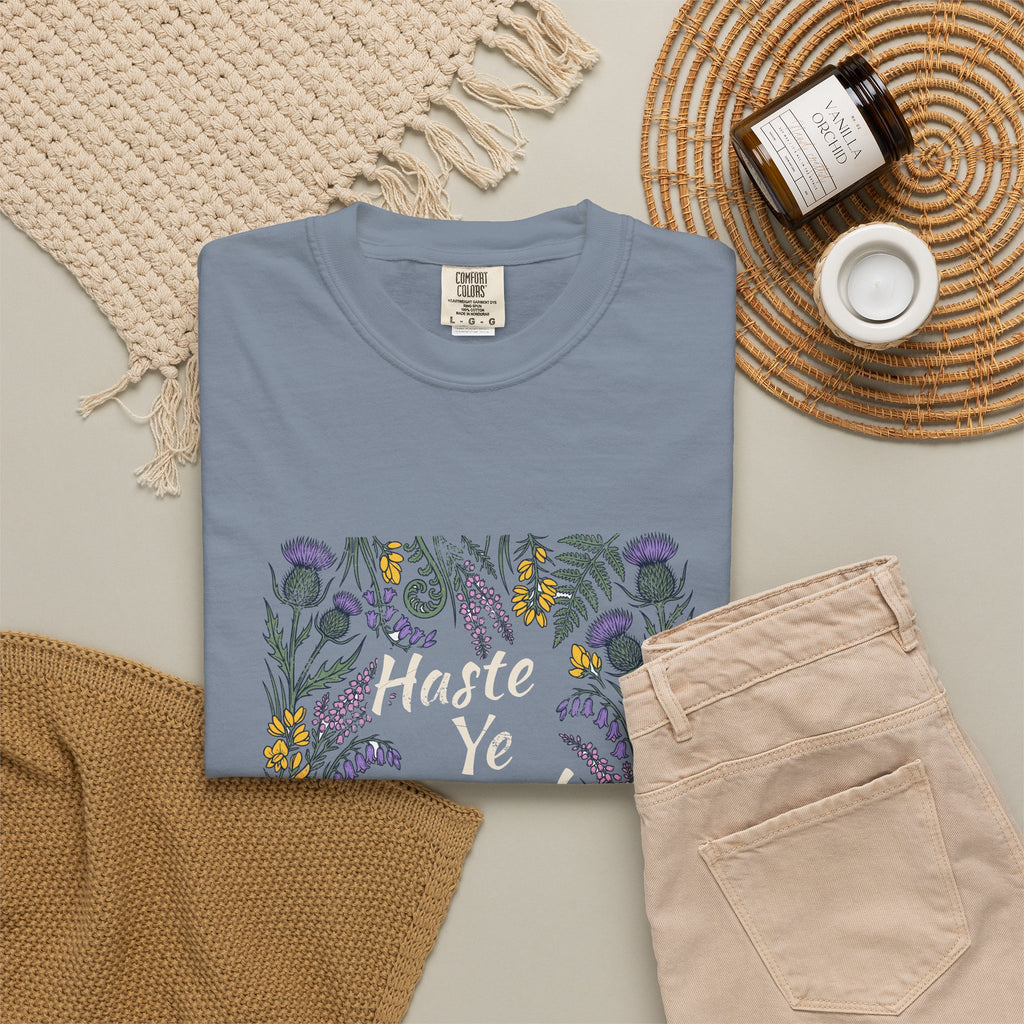 Haste Ye Back Scotland Thistle Wildflowers T-Shirt