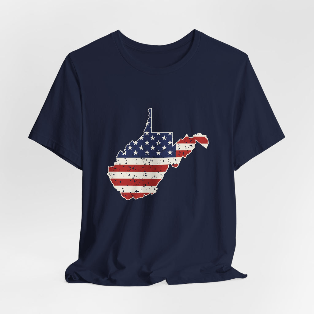 West Virginia American Flag Map T-Shirt