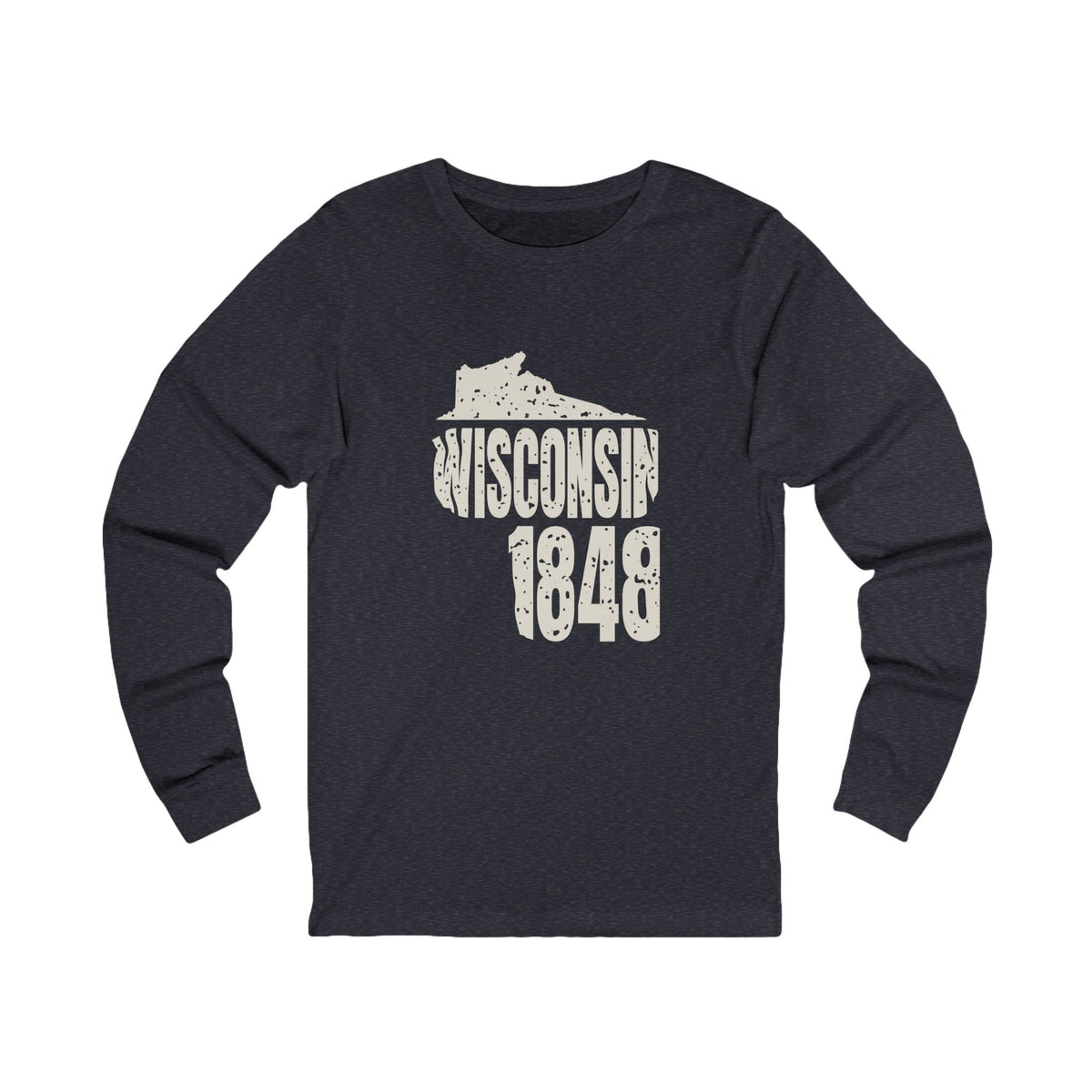 Wisconsin Vintage Letters Map Long Sleeve Tee