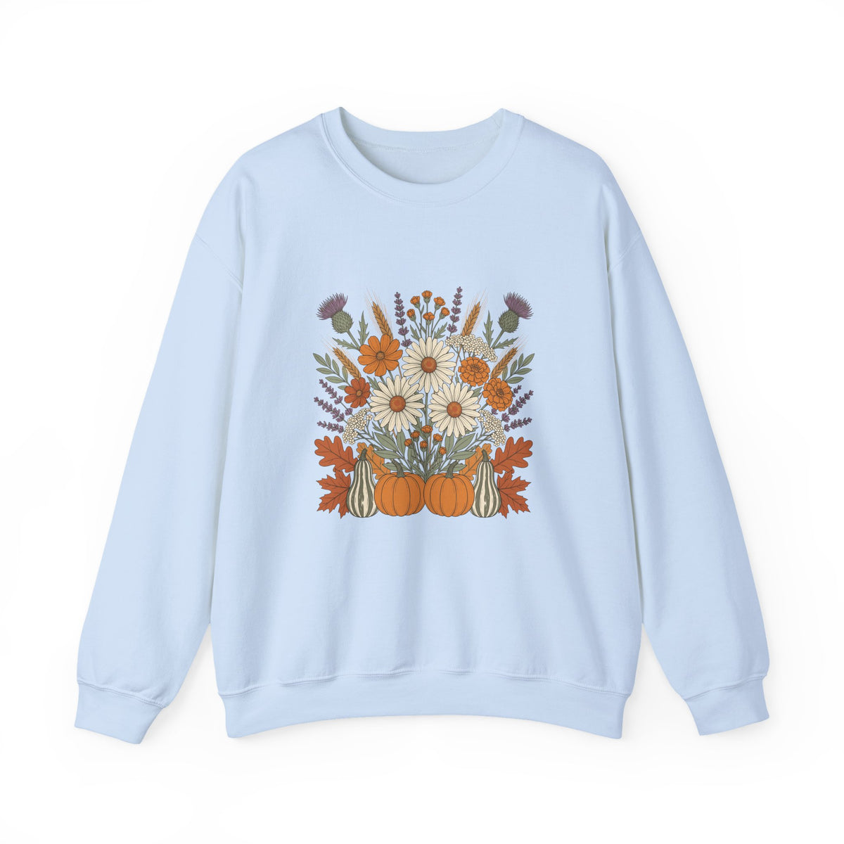 Fall Wildflower Bouquet Daisies and Thistles Crewneck Sweatshirt