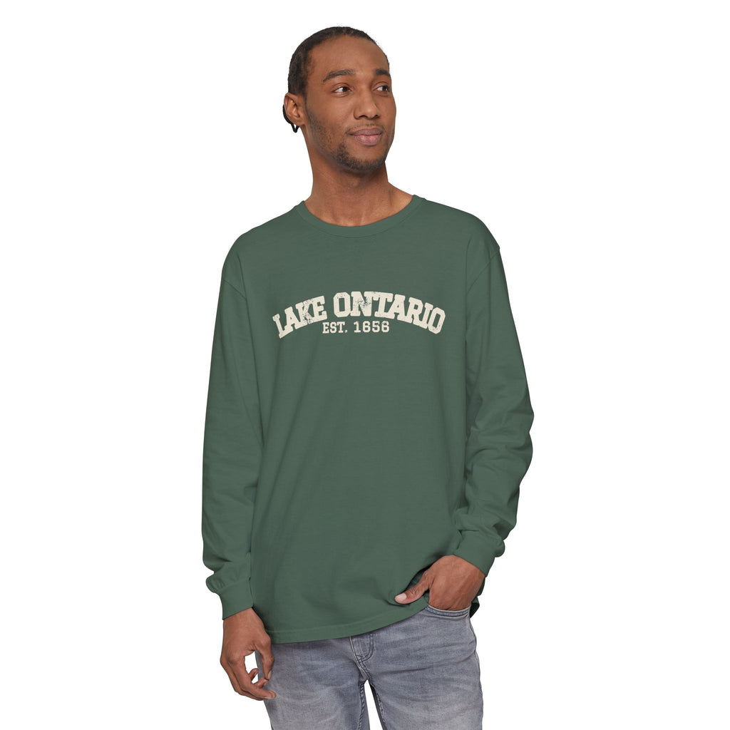 Lake Ontario Est 1656 Retro Varsity Long Sleeve Tee