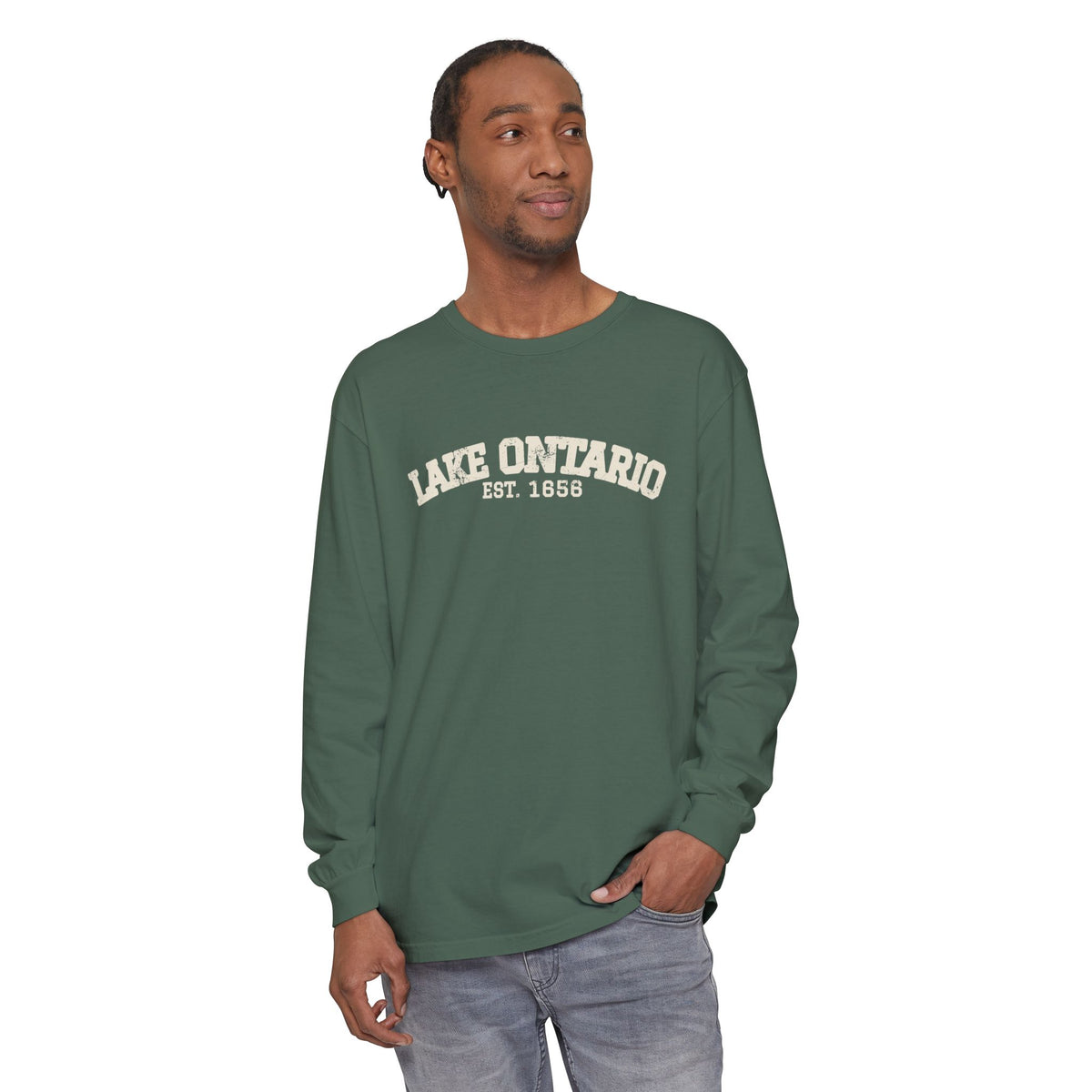 Lake Ontario Est 1656 Retro Varsity Long Sleeve Tee
