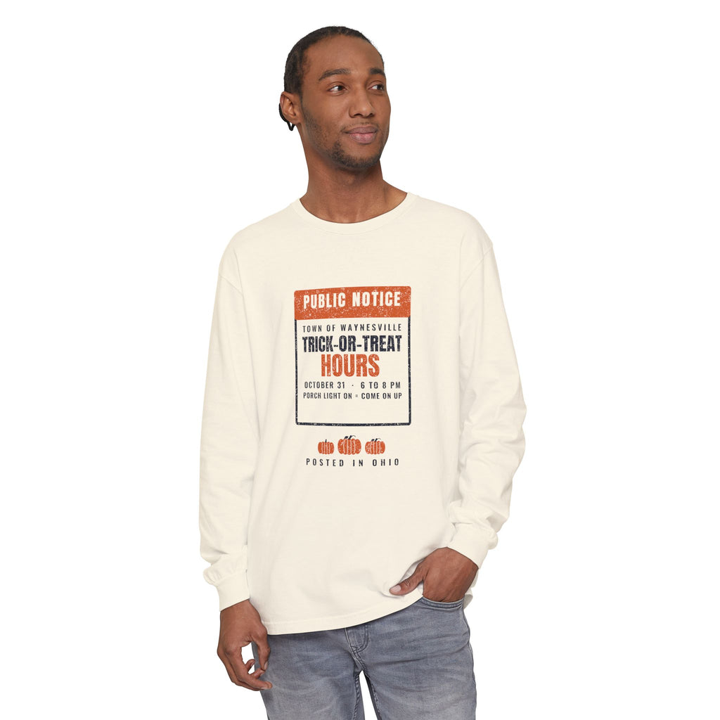 Waynesville Ohio Trick-or-Treat Hours Notice Long Sleeve Tee