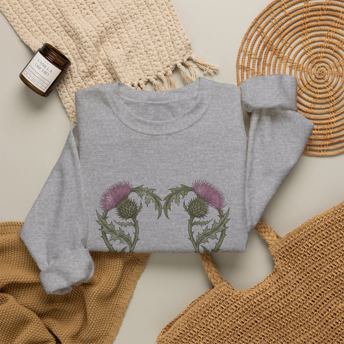 Scotland Has My Heart Purple Thistles Crewneck Sweatshirt