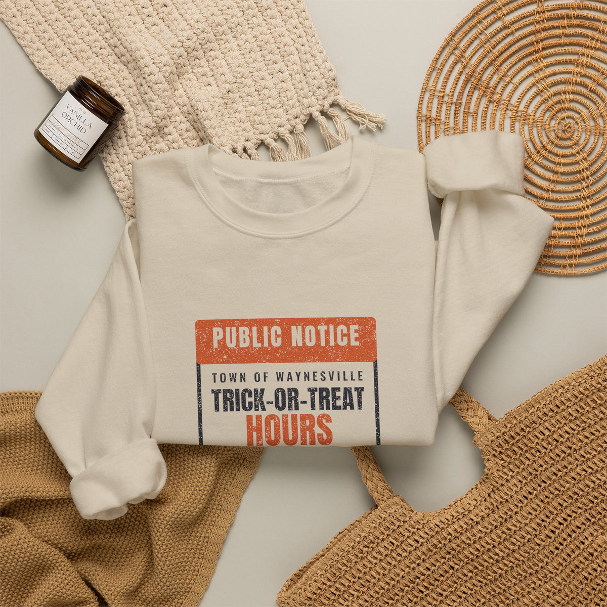 Waynesville Ohio Trick-or-Treat Hours Notice Crewneck Sweatshirt