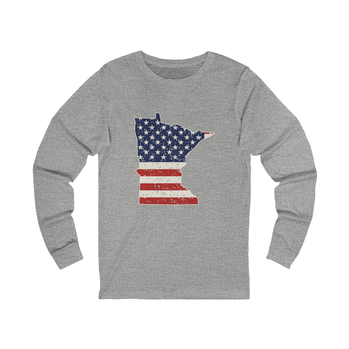 Minnesota American Flag Map Long Sleeve Tee