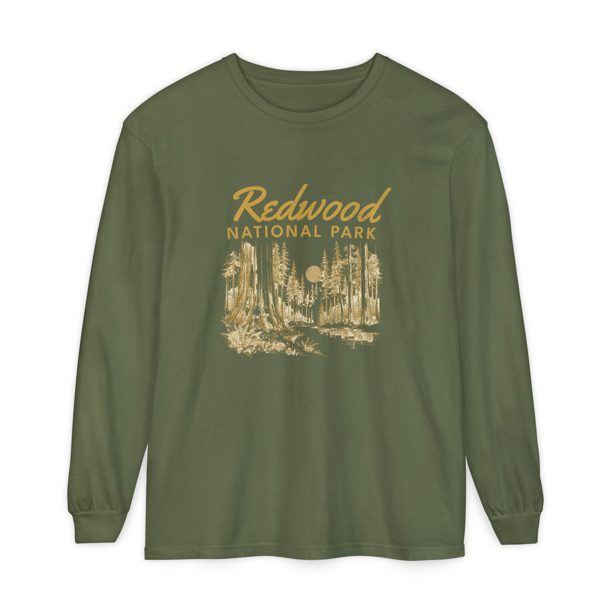 Redwood National Park Vintage Forest Sketch Long Sleeve Tee