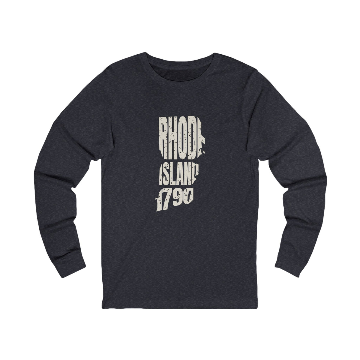 Rhode Island Vintage Letters Map Long Sleeve Tee