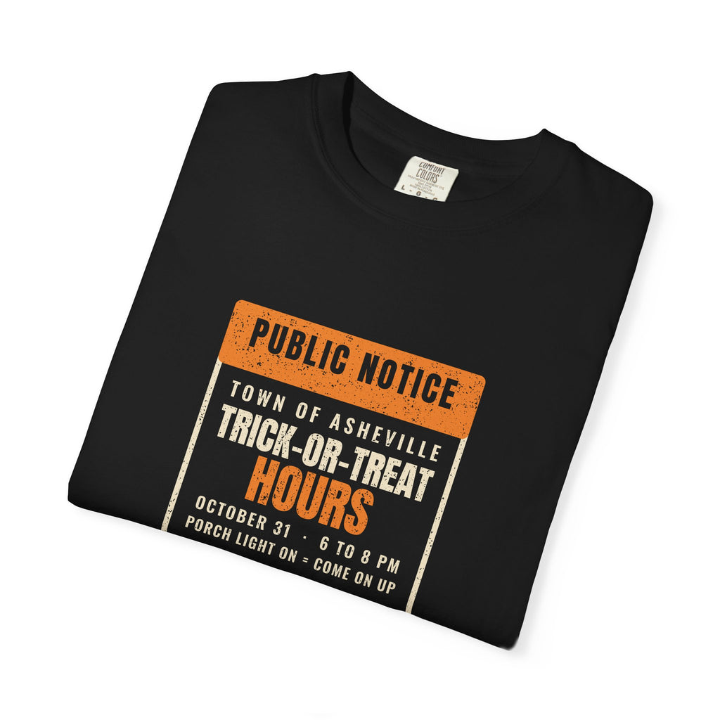 Asheville North Carolina Trick-or-Treat Hours Notice T-Shirt
