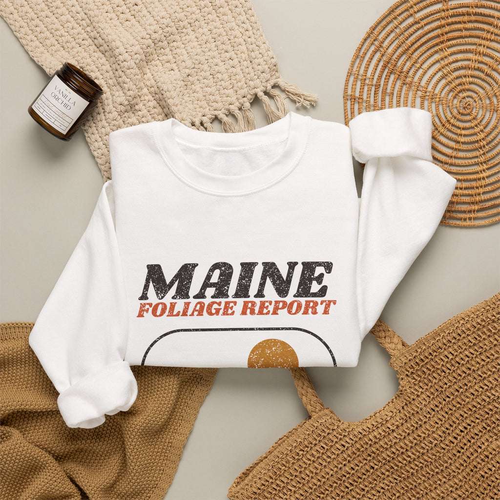 Maine Foliage Report Retro Landscape Crewneck Sweatshirt
