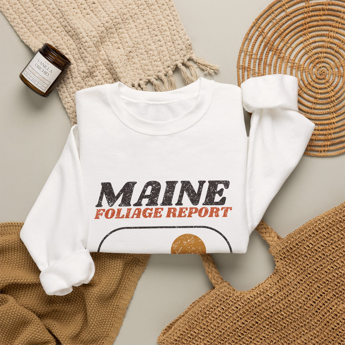 Maine Foliage Report Retro Landscape Crewneck Sweatshirt