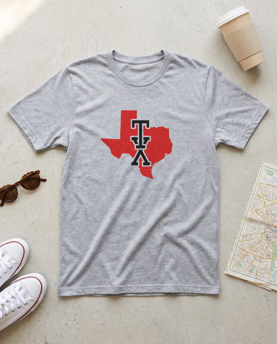 Texas Varsity Monogram Map T-Shirt (photo)