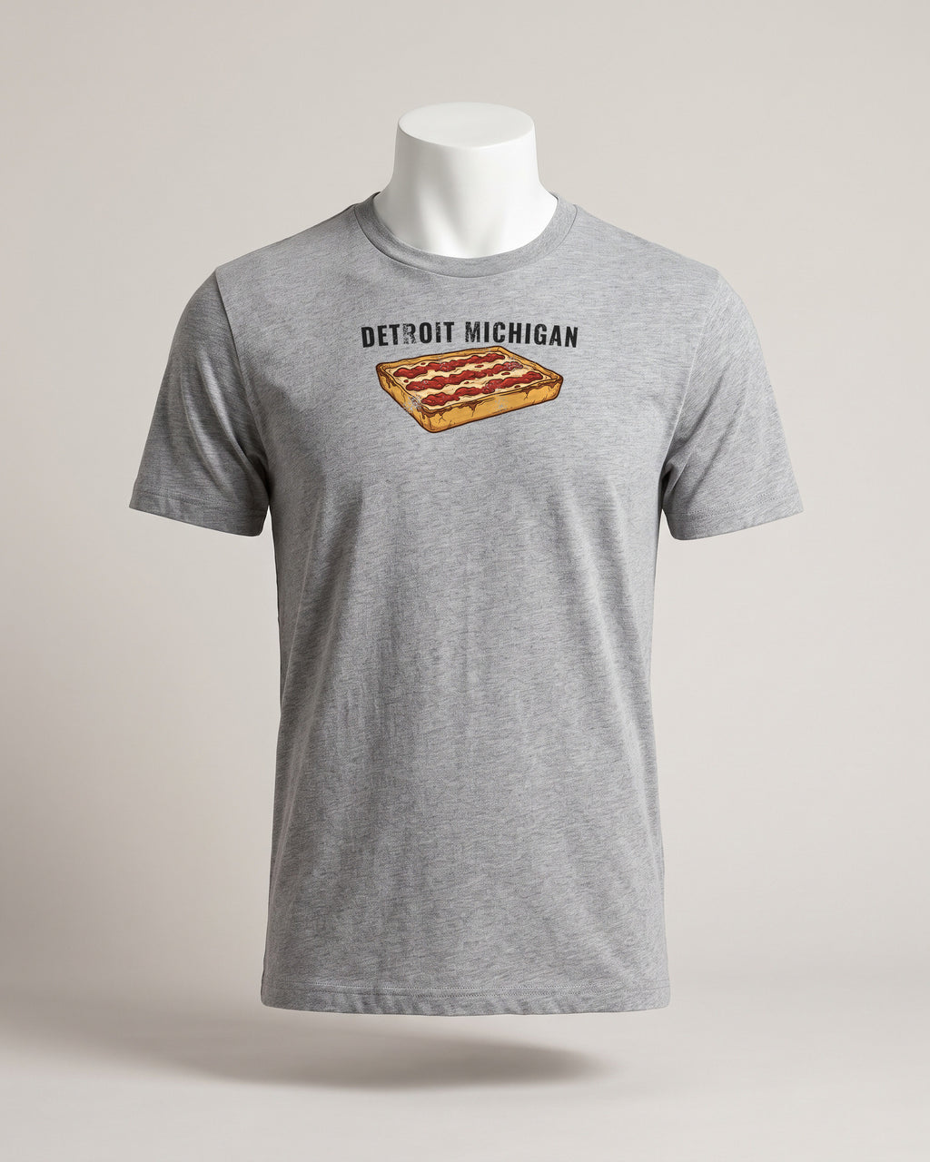 Detroit Style Pizza Retro Food Illustration T-Shirt (photo)