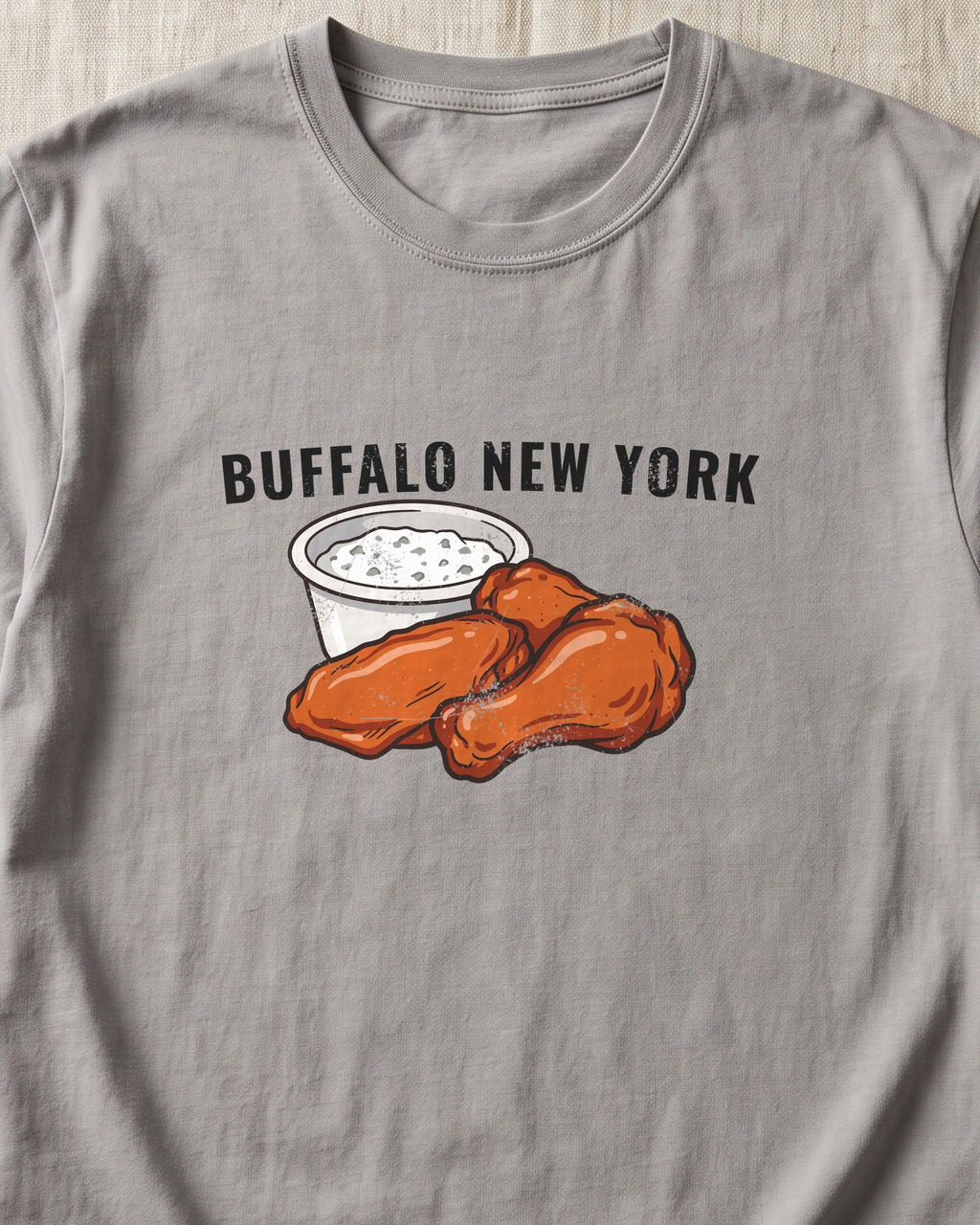 Buffalo Wings Blue Cheese Retro Food Illustration T-Shirt (close-up)