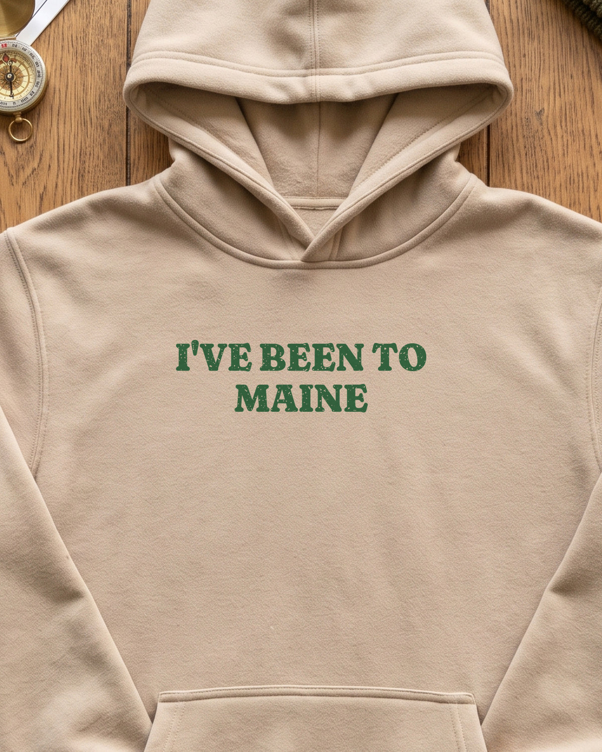 I've Been to Maine Vintage Travel Souvenir Hoodie (close-up)