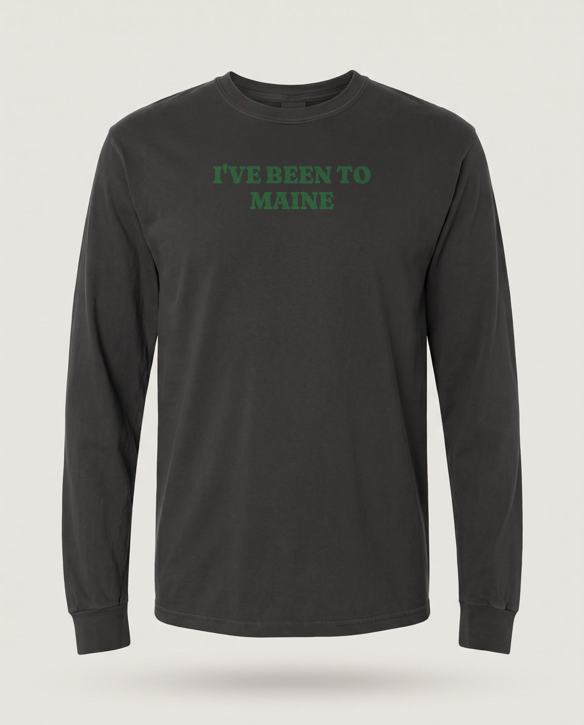 I've Been to Maine Vintage Travel Souvenir Long Sleeve Tee — Black (mockup)