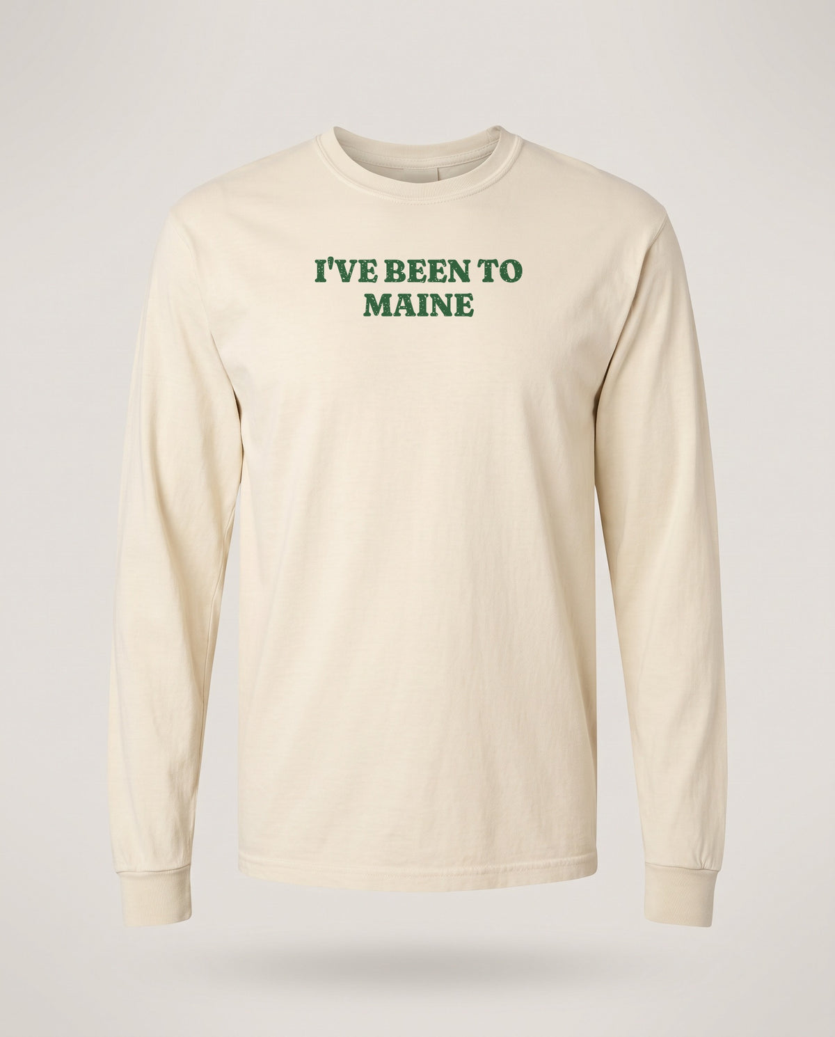 I've Been to Maine Vintage Travel Souvenir Long Sleeve Tee — Ivory (mockup)