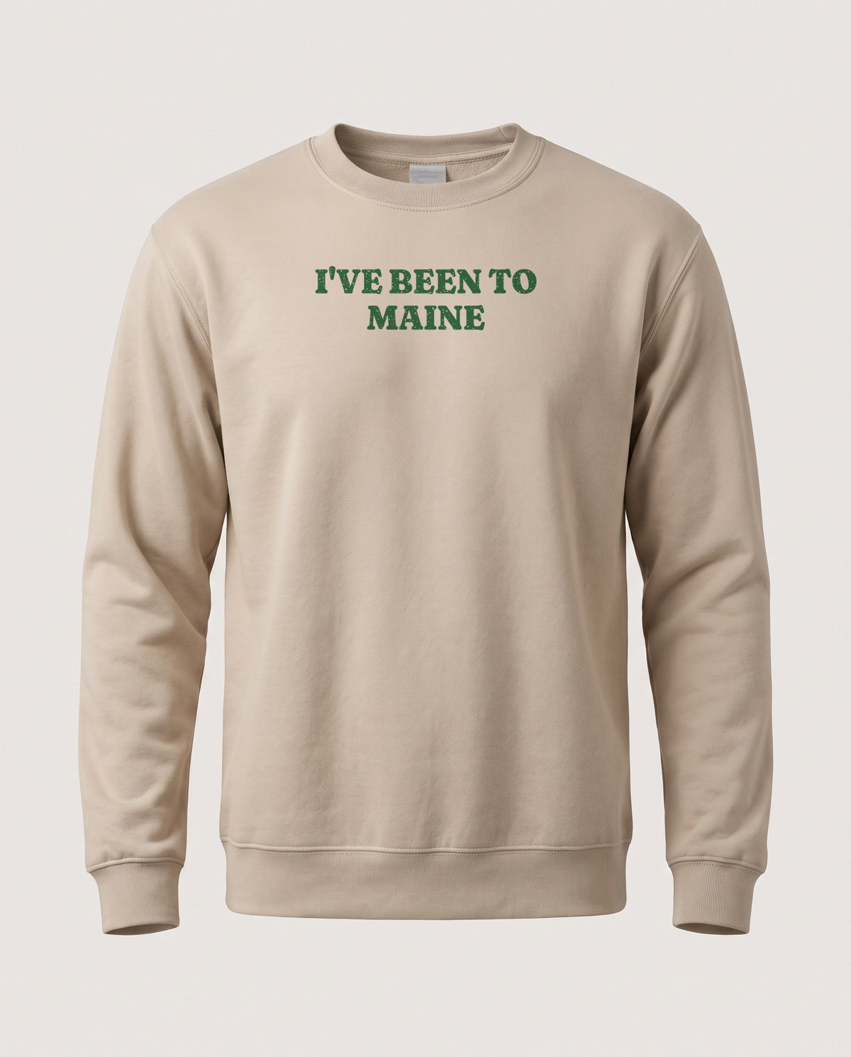 I've Been to Maine Vintage Travel Souvenir Crewneck Sweatshirt — Sand (mockup)