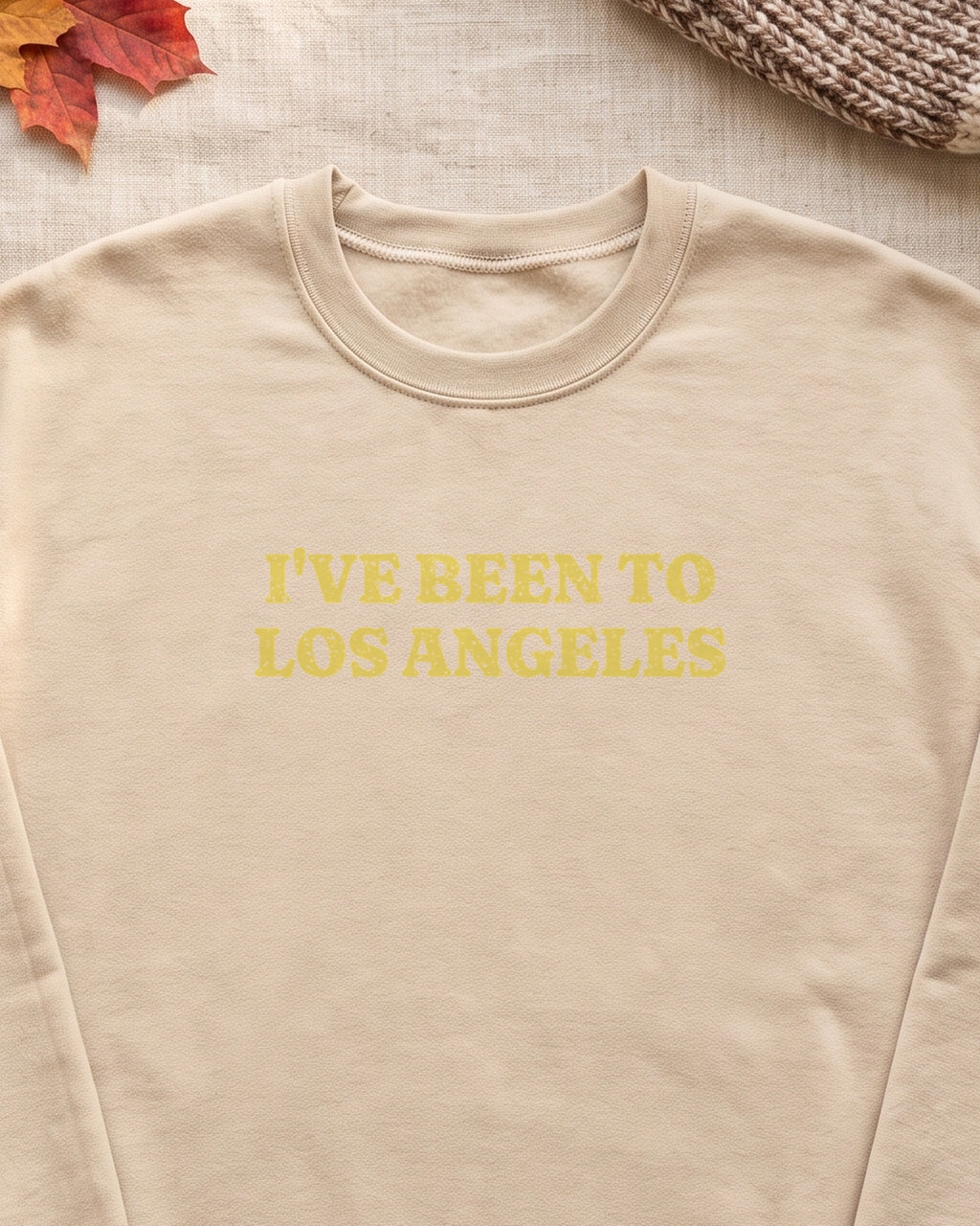 I've Been to Los Angeles Vintage Travel Souvenir Crewneck Sweatshirt (close-up)