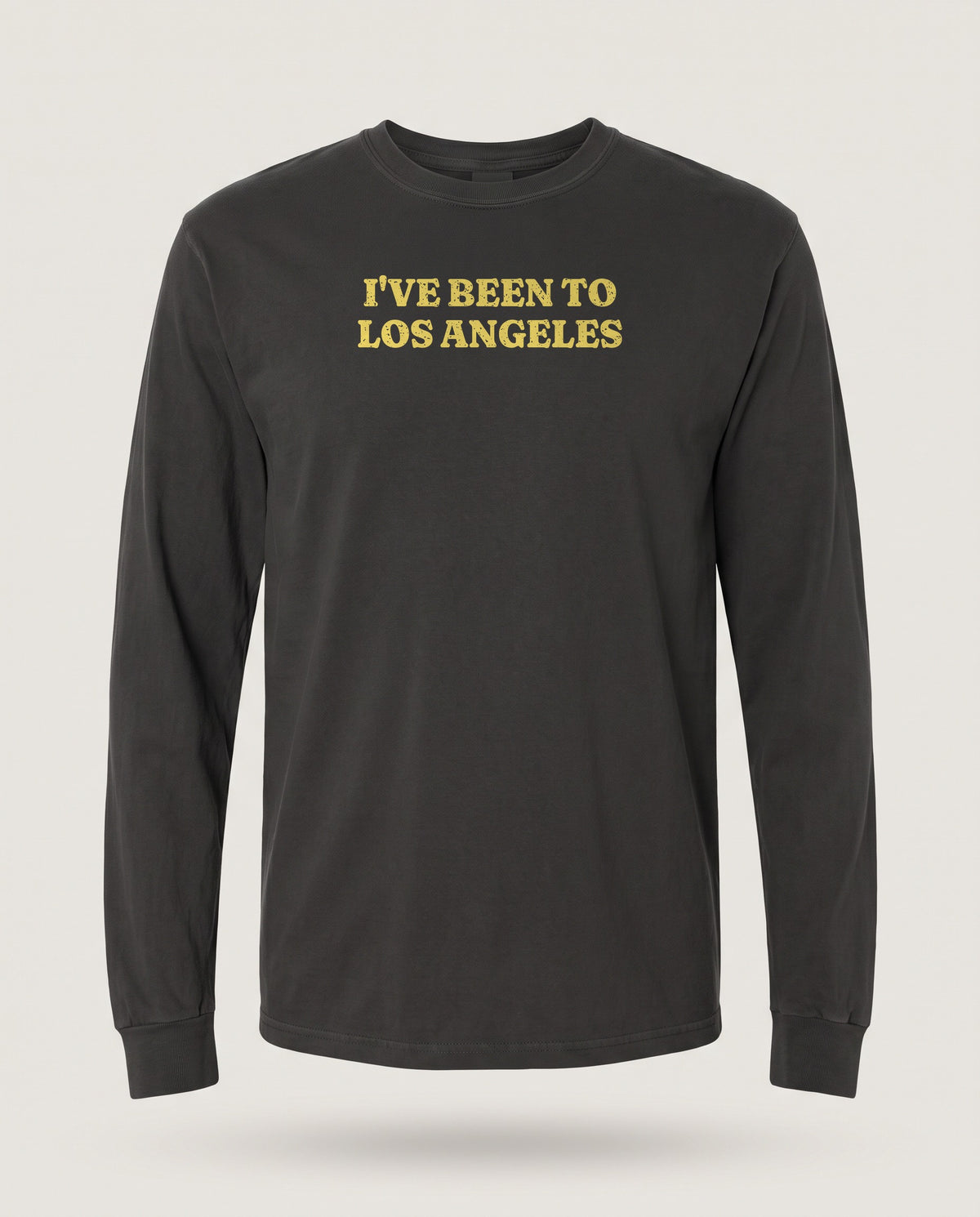 I've Been to Los Angeles Vintage Travel Souvenir Long Sleeve Tee — Black (mockup)
