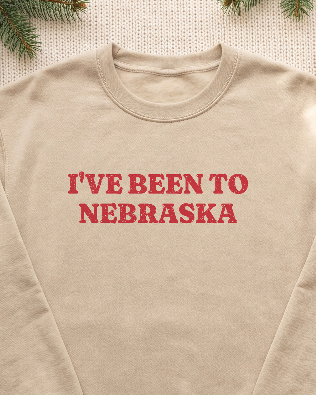 I've Been to Nebraska Vintage Travel Souvenir Crewneck Sweatshirt (close-up)