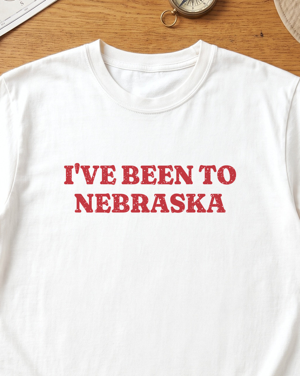 I've Been to Nebraska Vintage Travel Souvenir T-Shirt (close-up)